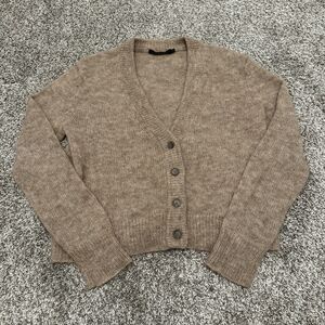 Jenni Kayne Oatmeal Alpaca Wool Blend Cropped Boyfriend Cardigan Women’s Size XS